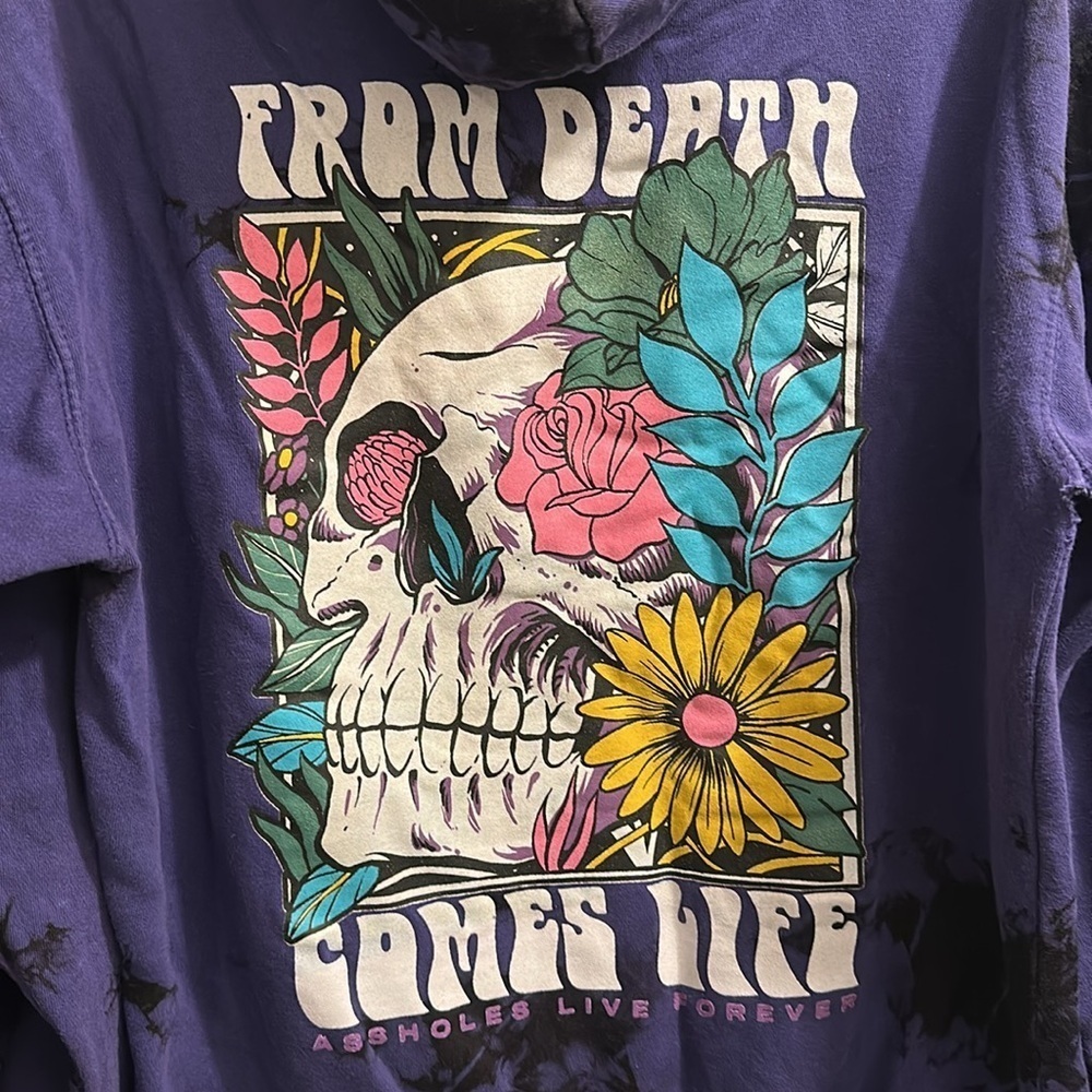 Purple Tie-Dye Hoodie Sweatshirt - Picture 3 of 5